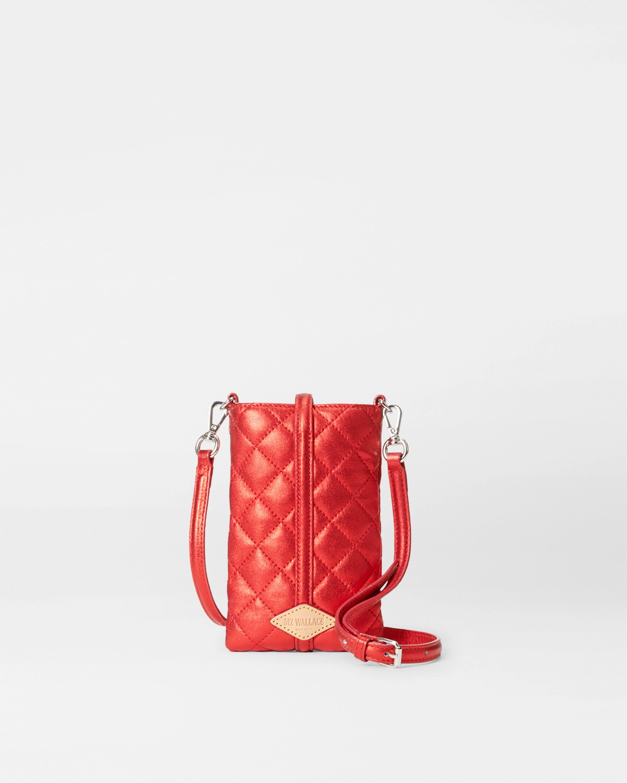 Ruby Metallic Leather Astor Phone Crossbody