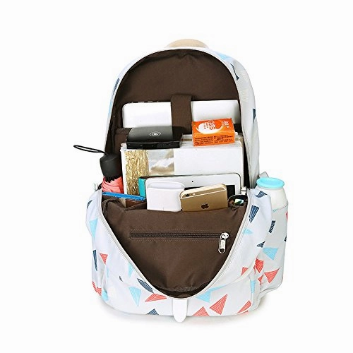 S Kaiko Geometric Pattern Canvas Backpack School Bakcpack For Women And Men School Bag Daypack