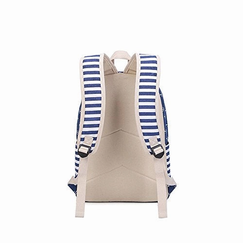 S Kaiko Navy Style Canvas Backpack Casual Daypacks School Backpack For Women And Men Laptop