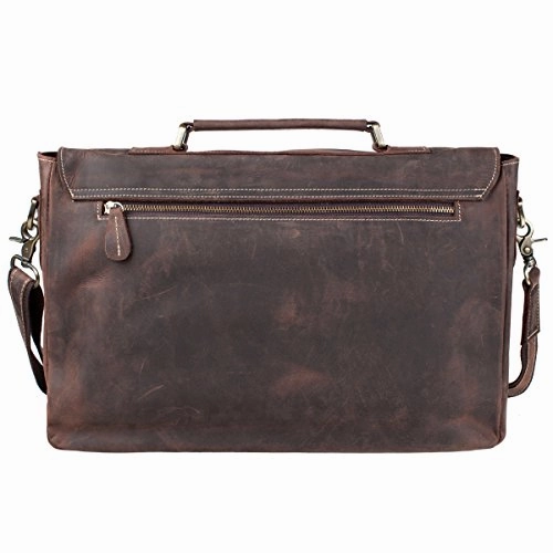 S-Zone Men'S Crazy-Horse Leather Business Briefcase Shoulder Laptop Bag
