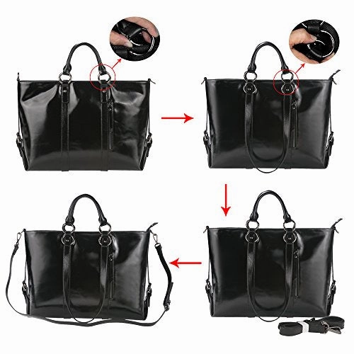 S-Zone Women'S 3-Way Genuine Leather Work Tote Laptop Shoulder Handbag Messenger Bag Fit 14" Laptop