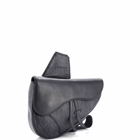 Saddle Crossbody Bag CD Diamond Coated Canvas and Leather