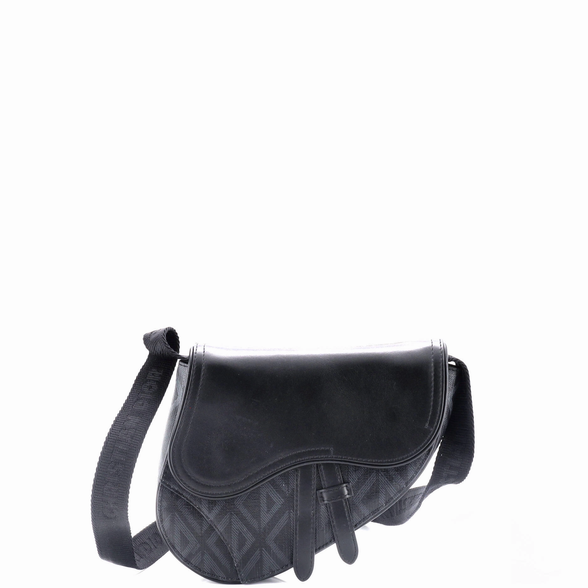 Saddle Crossbody Bag CD Diamond Coated Canvas and Leather
