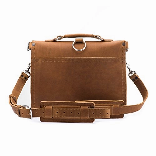 Saddleback Leather Thin Front Pocket Briefcase - 100% Full Grain Leather Laptop Bag With 100 Year