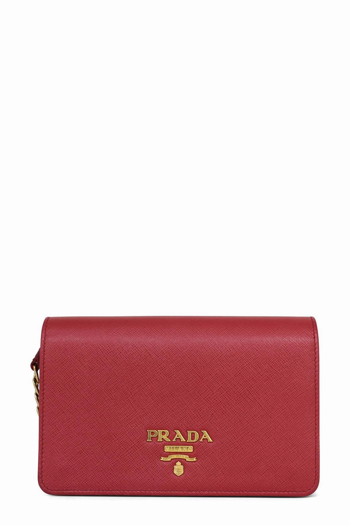 Saffiano Chain Crossbody Red