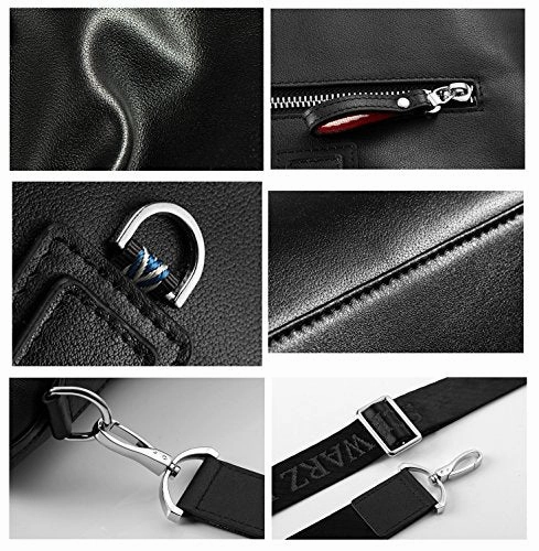 Saierlong New Mens Black Genuine Leather Briefcase Shoulder Laptop Business Bag