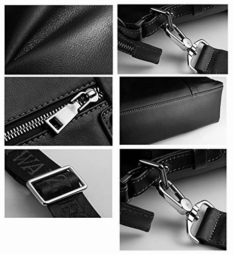 Saierlong New Mens Black Genuine Leather Briefcase Shoulder Laptop Business Bag