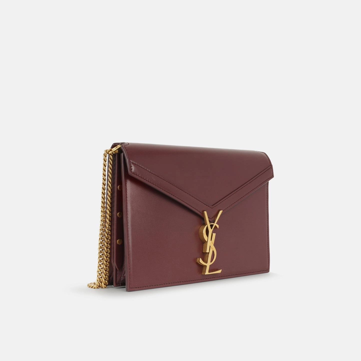 Saint Laurent - Cassandra Medium Chain Bag - Burgundy Smooth Calfskin GHW