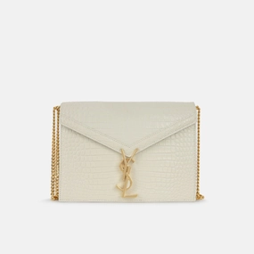 Saint Laurent - Cassandra Medium Chain Bag - Off White Crocodile Embossed GHW - Pre-Loved