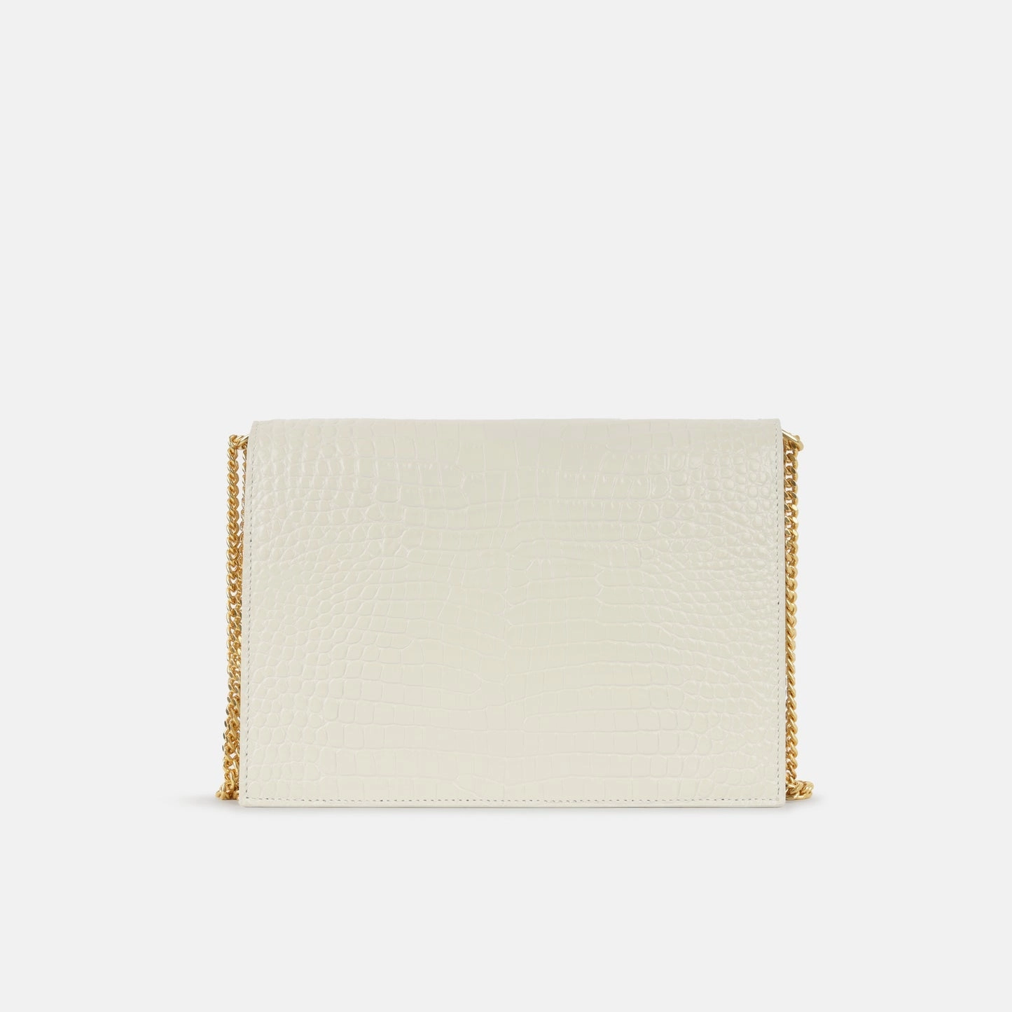 Saint Laurent - Cassandra Medium Chain Bag - Off White Crocodile Embossed GHW - Pre-Loved