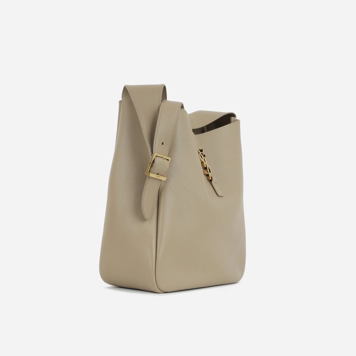 Saint Laurent - Le 5 A 7 Bucket Bag - Large - Greige Calfskin GHW - Immaculate