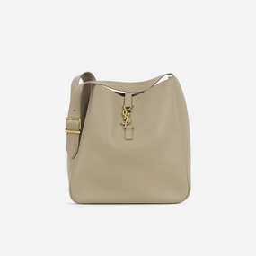 Saint Laurent - Le 5 A 7 Bucket Bag - Large - Greige Calfskin GHW - Immaculate