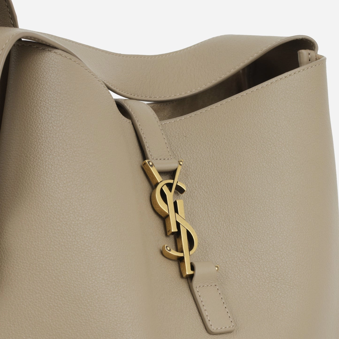 Saint Laurent - Le 5 A 7 Bucket Bag - Large - Greige Calfskin GHW - Immaculate