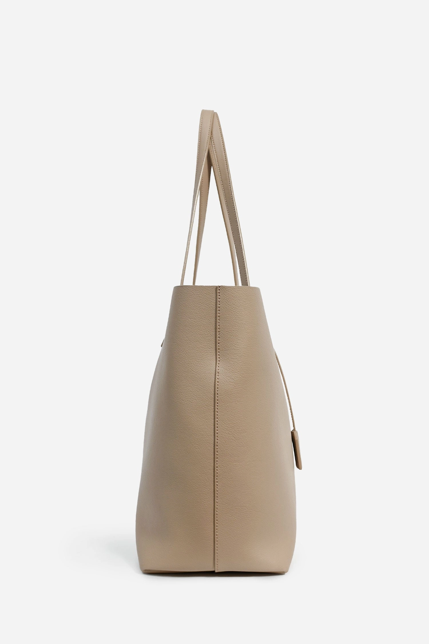 Saint Laurent Beige Leather Shopping E/W Tote with Pouch