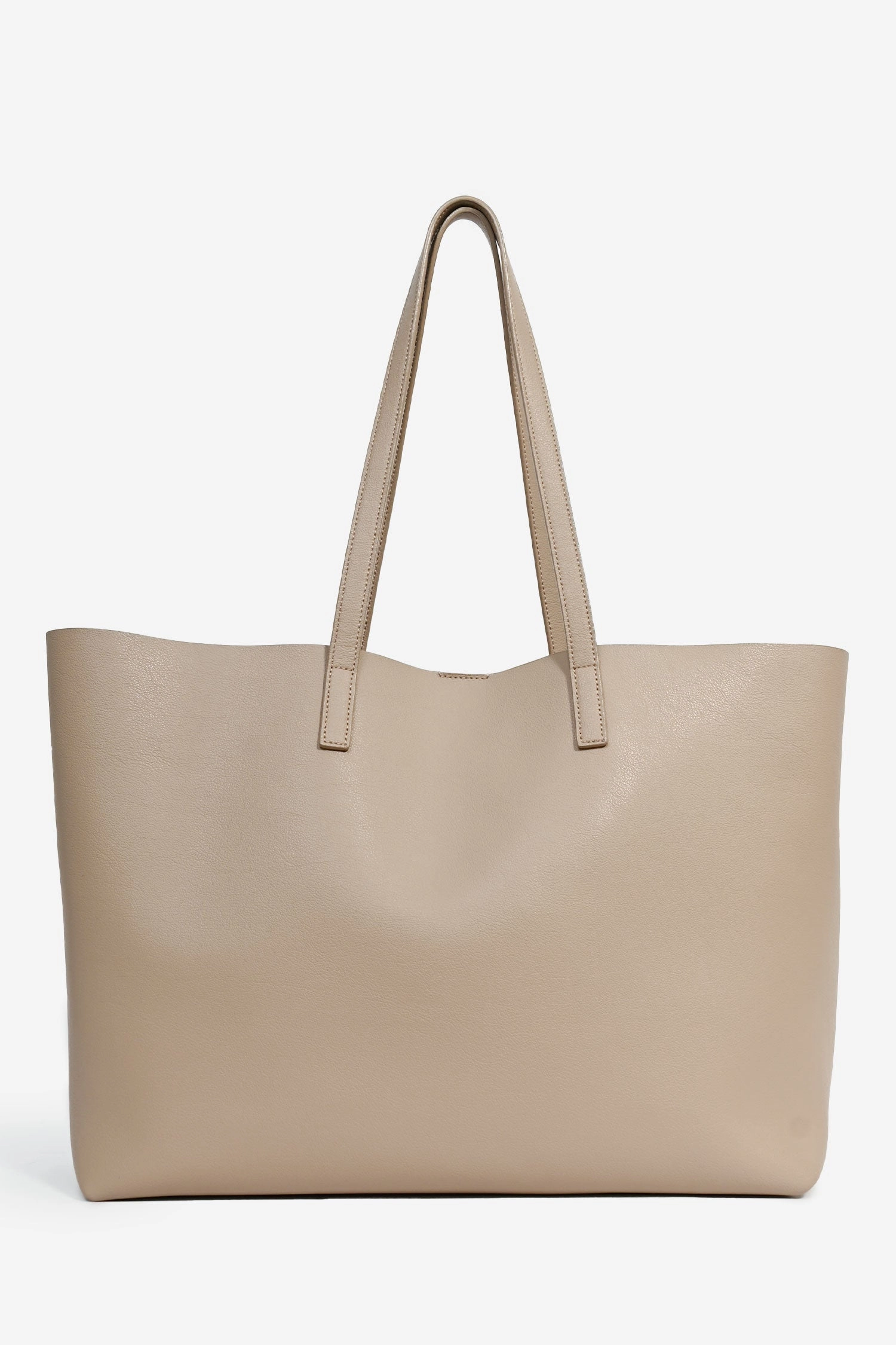 Saint Laurent Beige Leather Shopping E/W Tote with Pouch