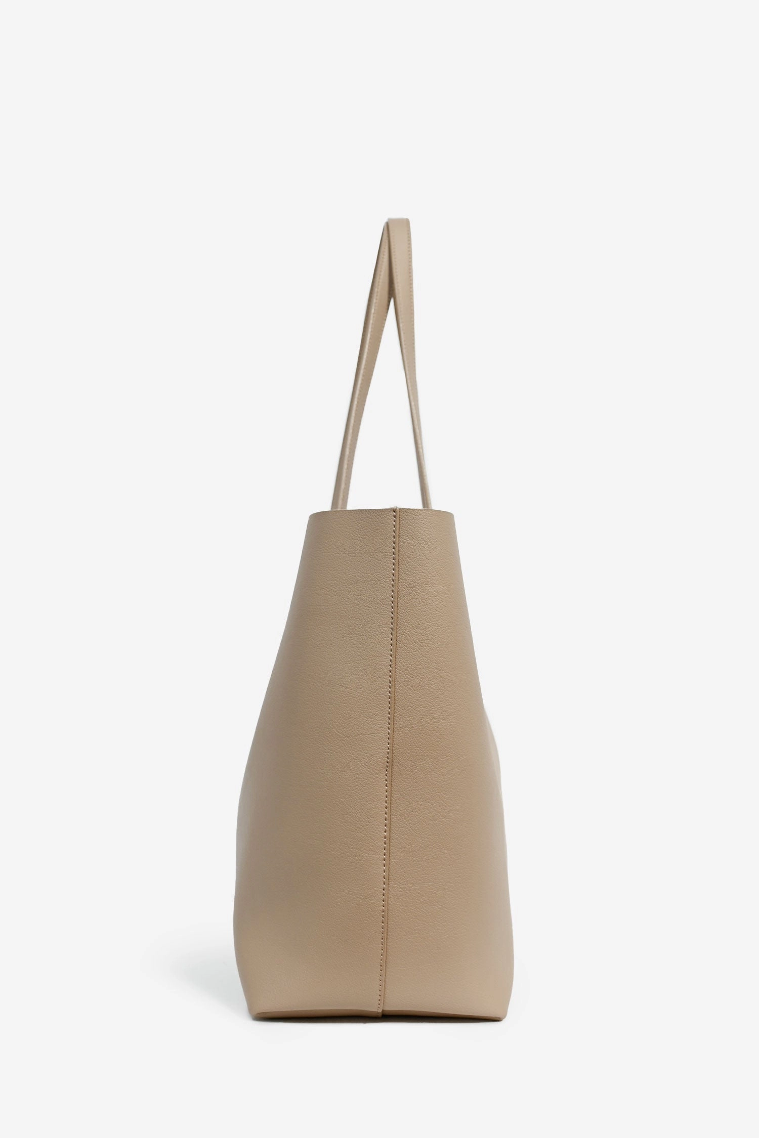Saint Laurent Beige Leather Shopping E/W Tote with Pouch