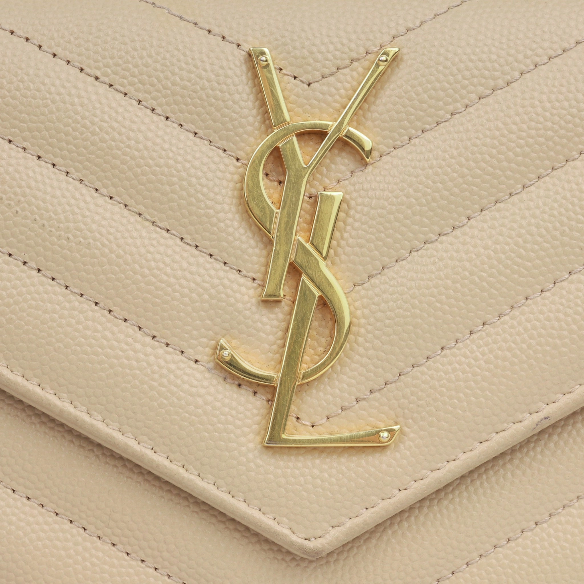 Saint Laurent Cassandre Wallet - Beige