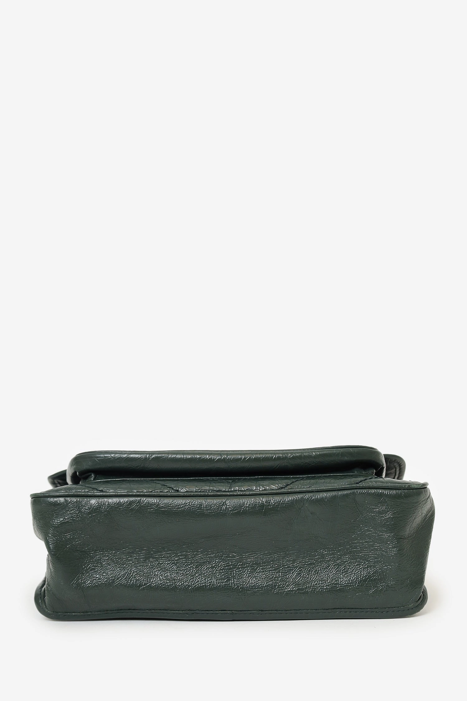Saint Laurent Dark Green Crinkle Leather Niki Shoulder Bag