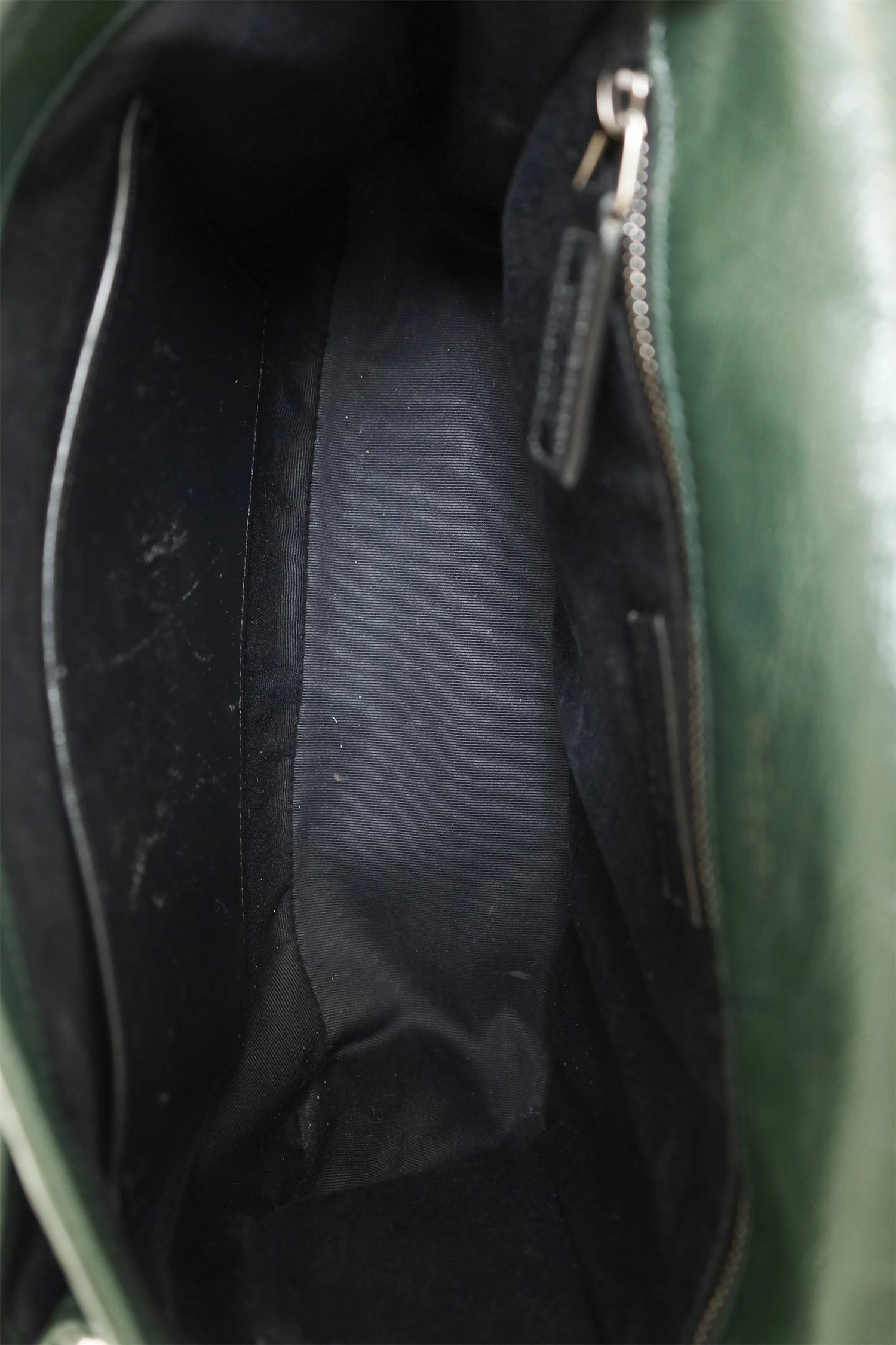 Saint Laurent Dark Green Crinkle Leather Niki Shoulder Bag