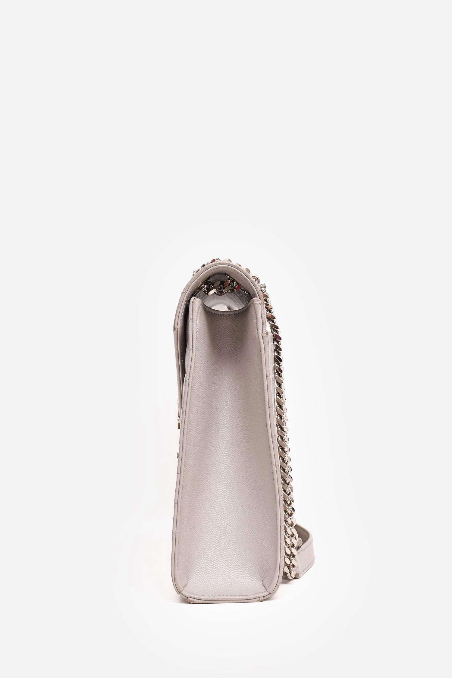 Saint Laurent Grey Chevron Leather Large Envelop Shoulder Bag