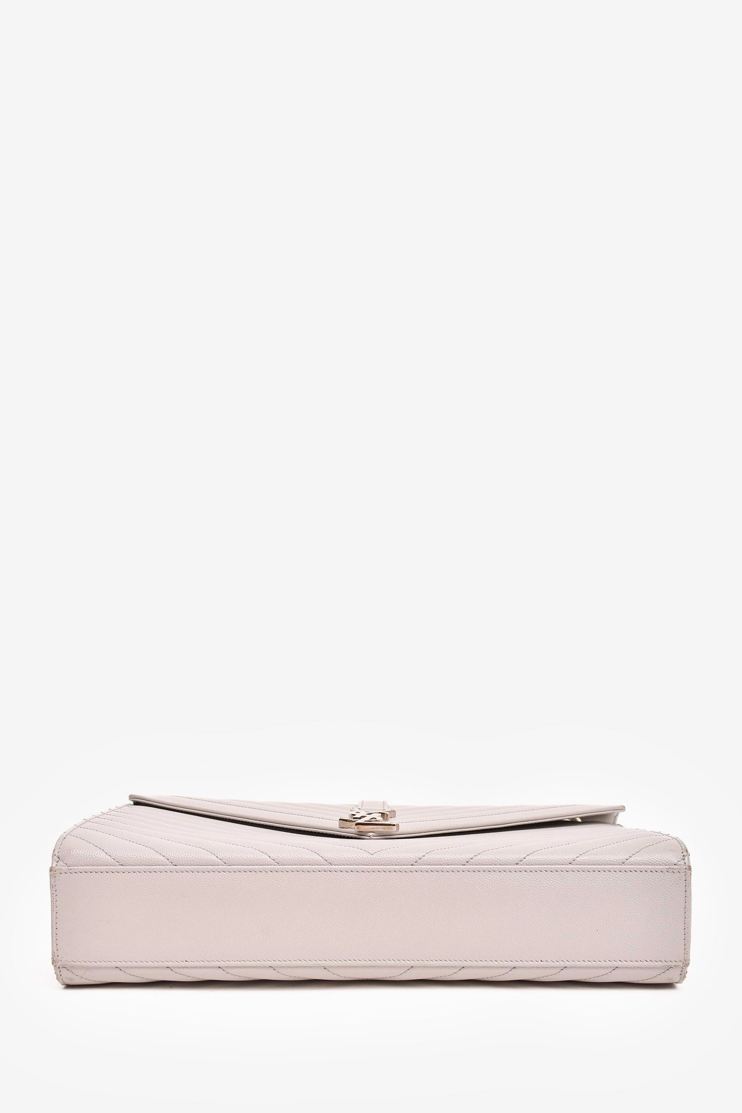 Saint Laurent Grey Chevron Leather Large Envelop Shoulder Bag