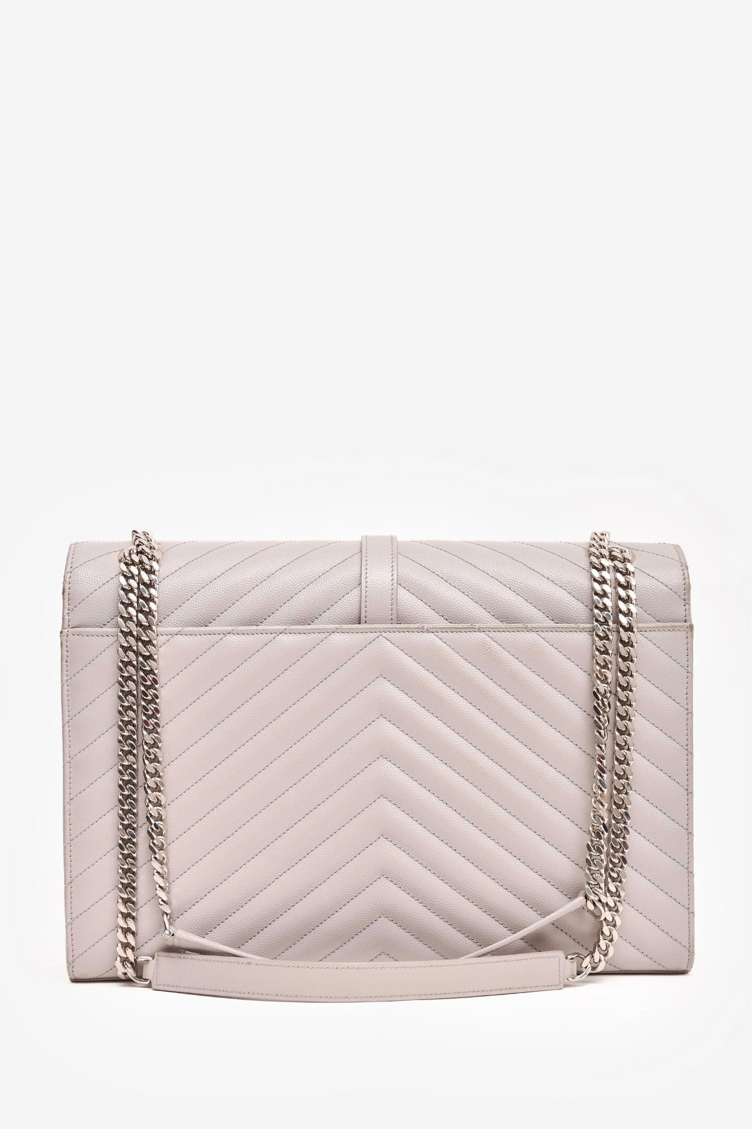 Saint Laurent Grey Chevron Leather Large Envelop Shoulder Bag
