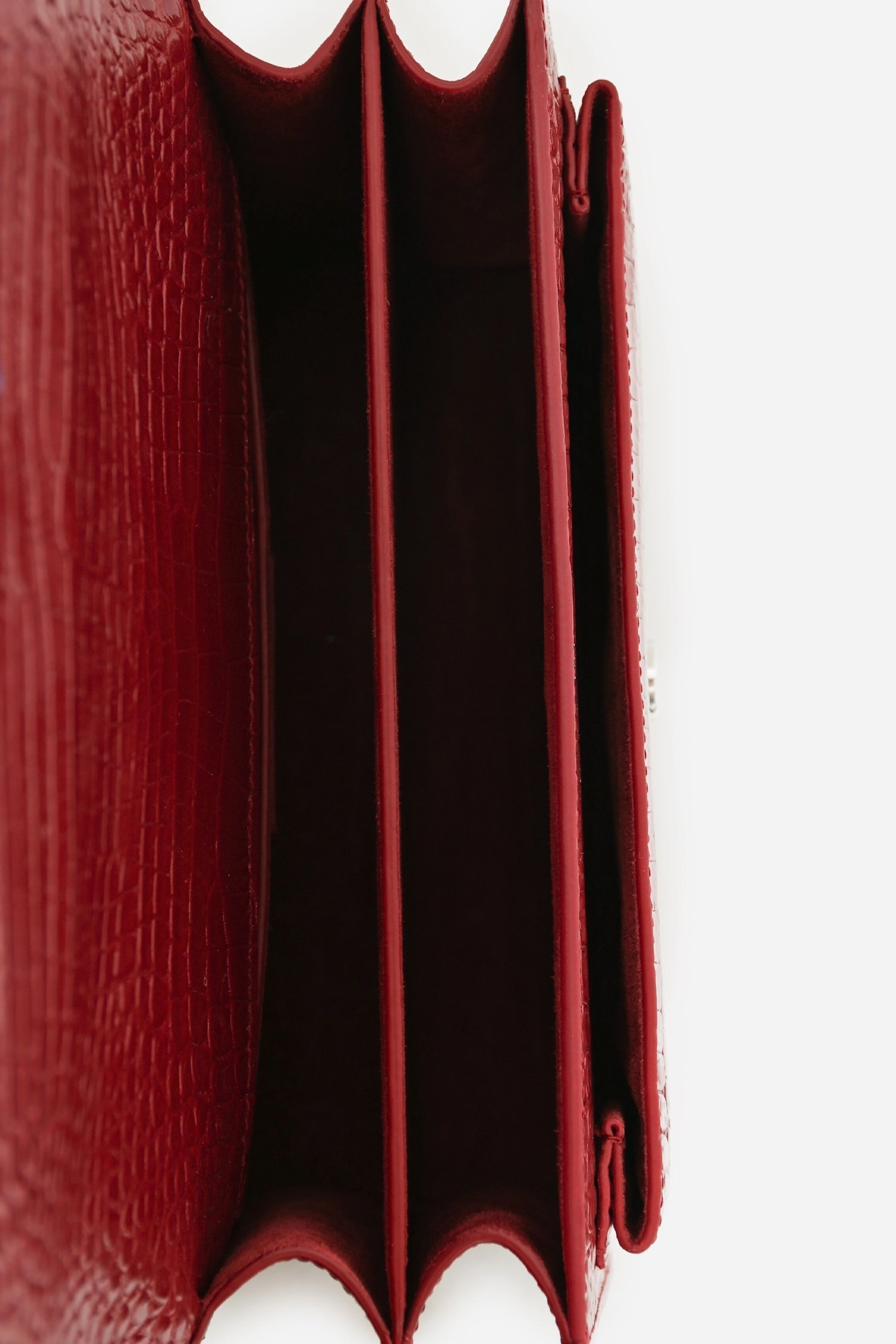 Saint Laurent Red Croc Embossed Leather 'Sunset'Medium Crossbody Bag