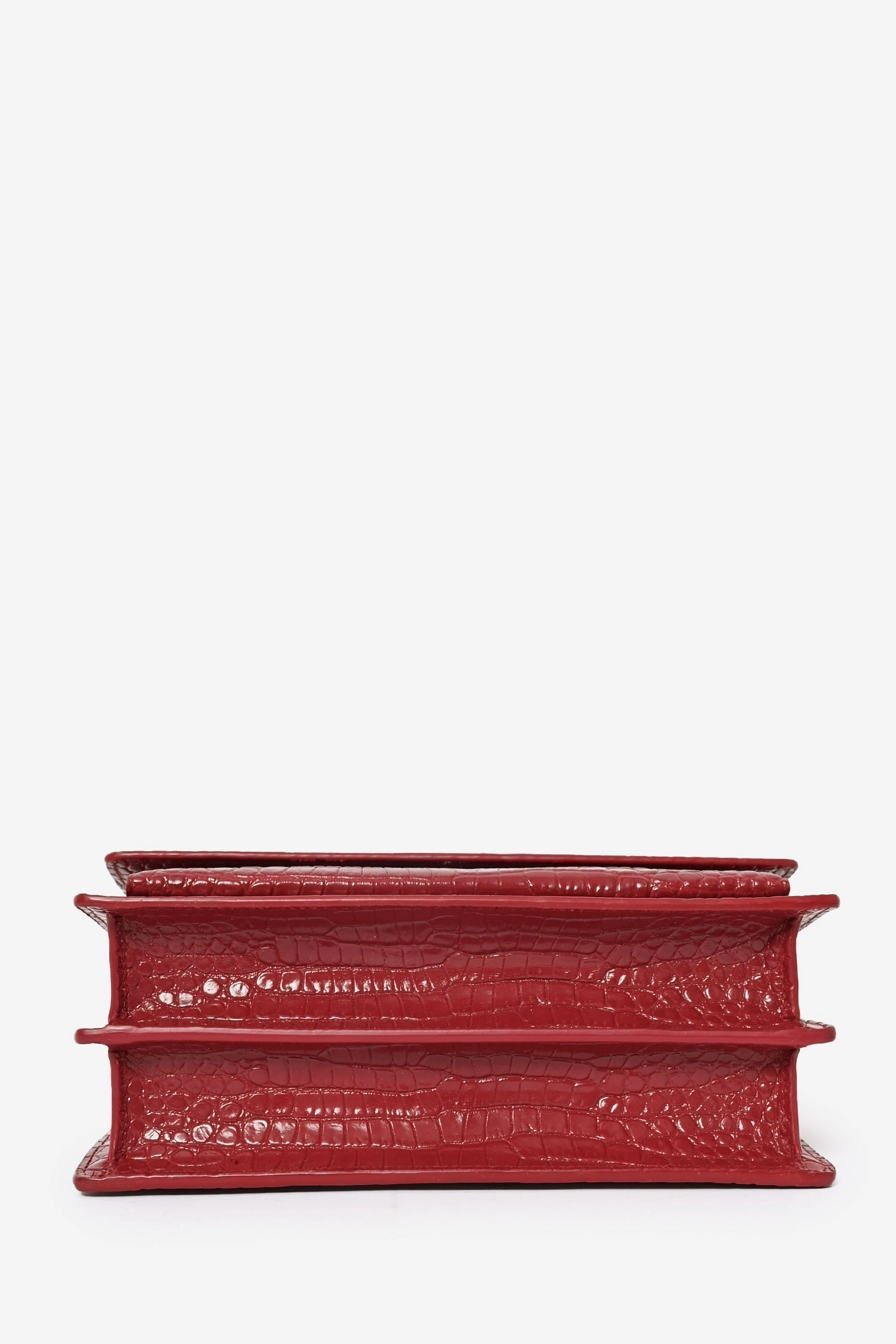 Saint Laurent Red Croc Embossed Leather 'Sunset'Medium Crossbody Bag