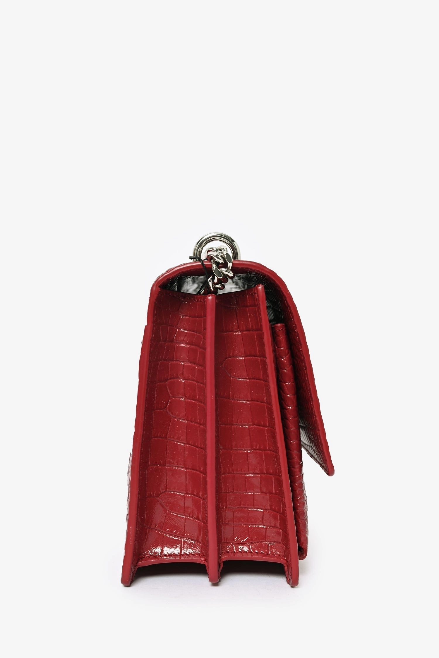 Saint Laurent Red Croc Embossed Leather 'Sunset'Medium Crossbody Bag