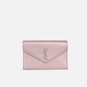 Saint Laurent Saint Laurent - Uptown Wallet on Chain - Metallic Pink Calfskin SHW - Pre-Loved