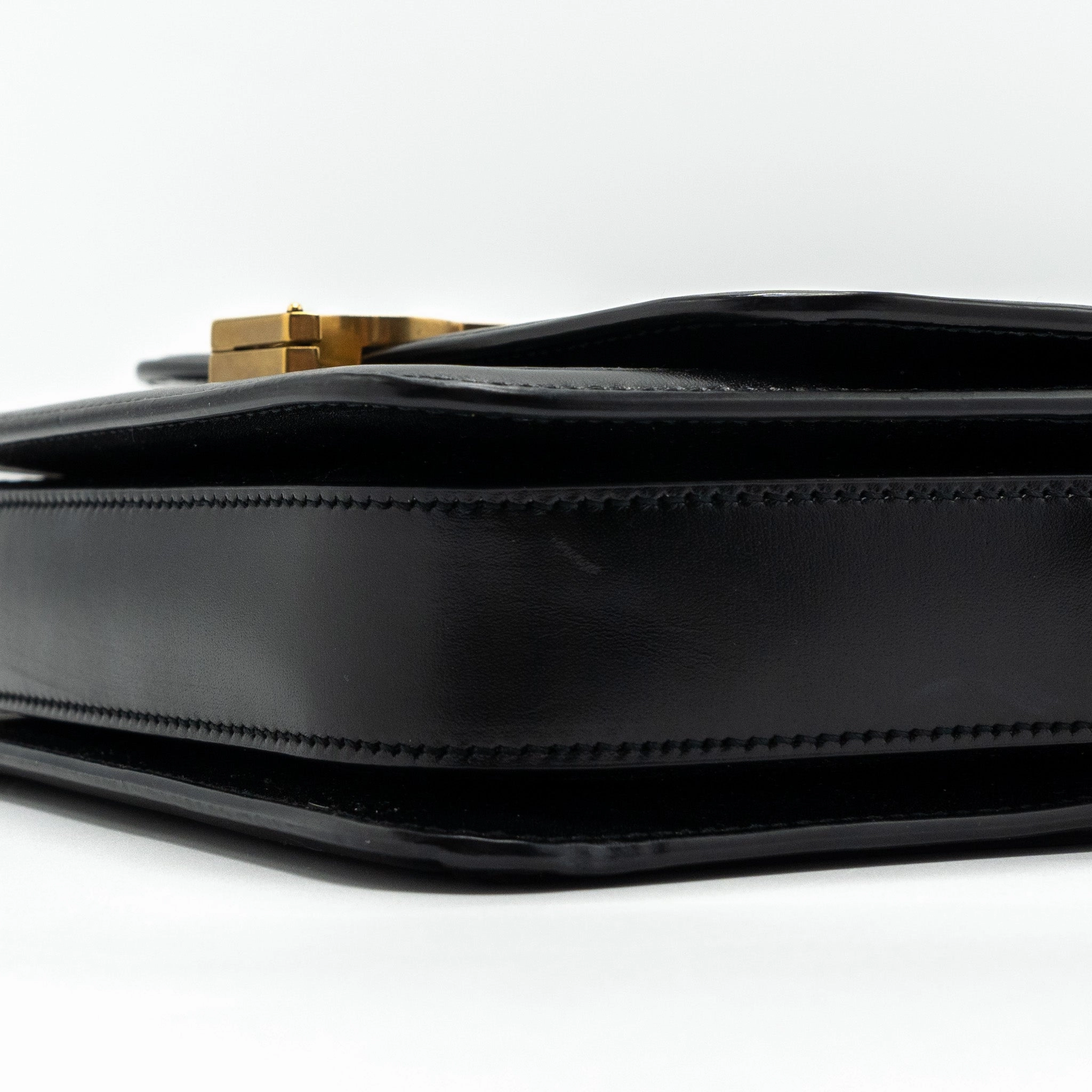 Saint Laurent Small Solferino Satchel Crossbody Bag Box Calfskin Black GHW