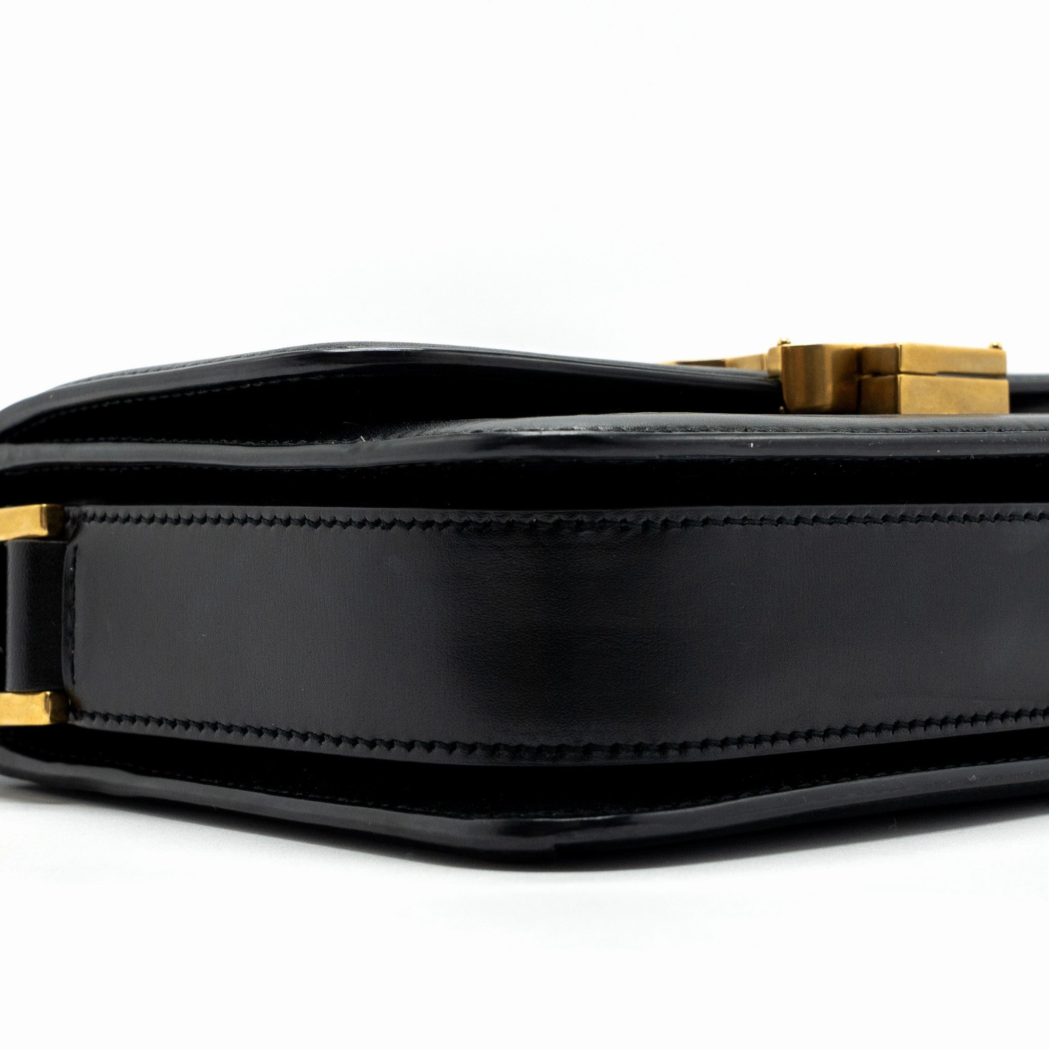 Saint Laurent Small Solferino Satchel Crossbody Bag Box Calfskin Black GHW