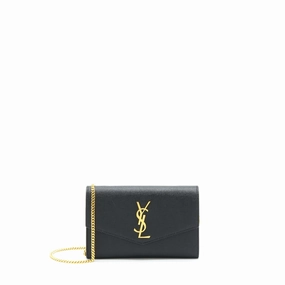 Saint Laurent/YSL Envelop Small Crossbody Bag Grained Calfskin Black GHW