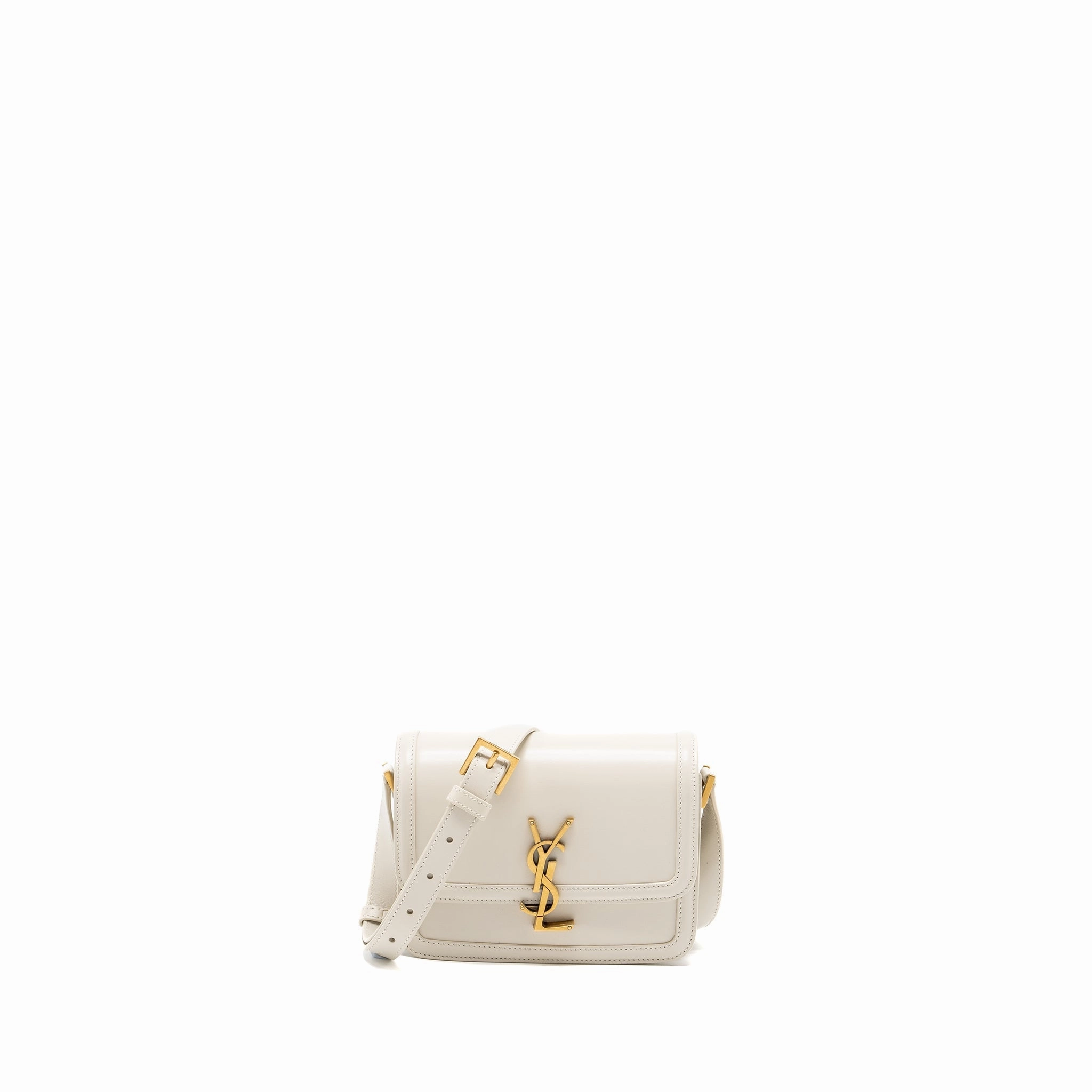 Saint Laurent/YSL Small Solferino Satchel Crossbody Bag White GHW