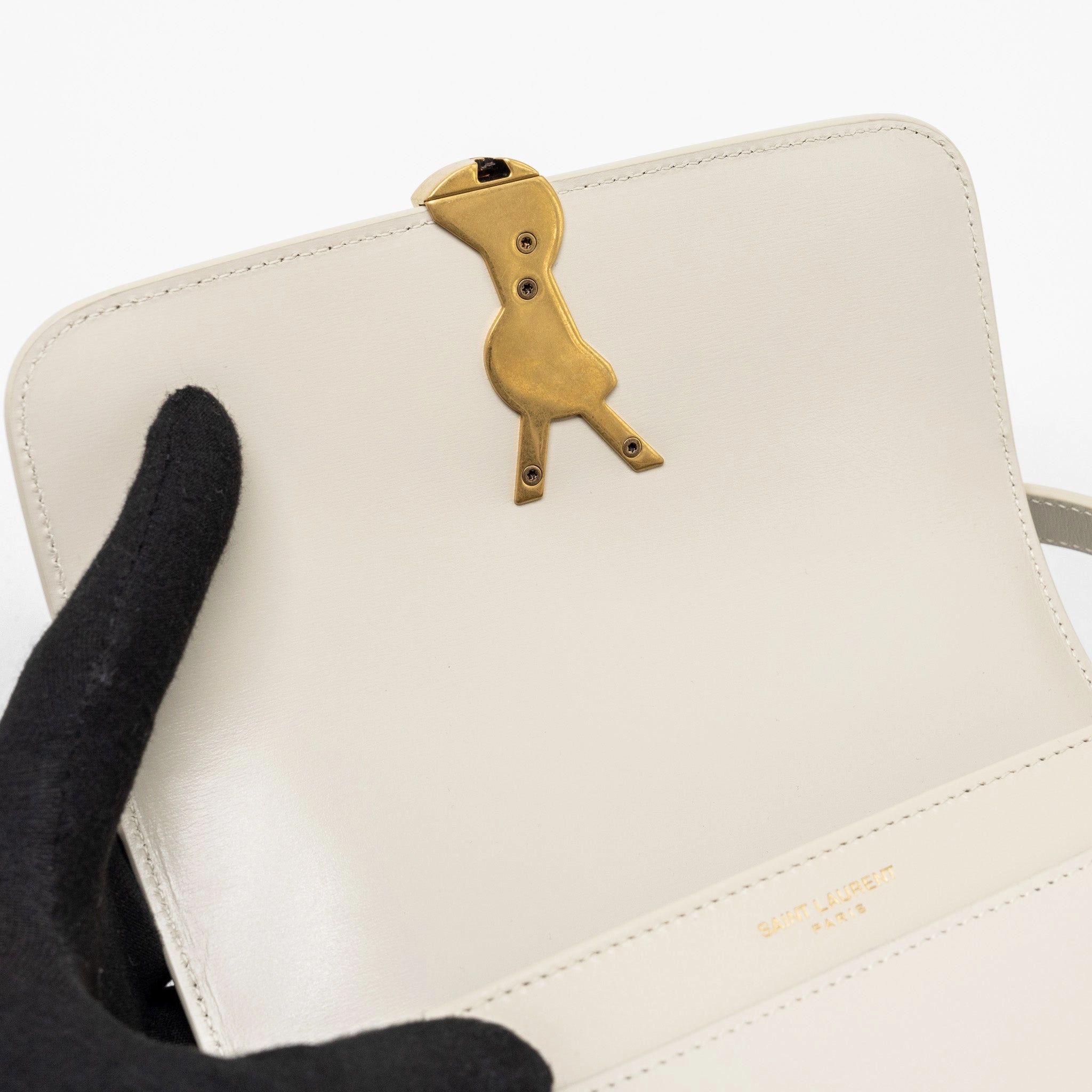 Saint Laurent/YSL Small Solferino Satchel Crossbody Bag White GHW