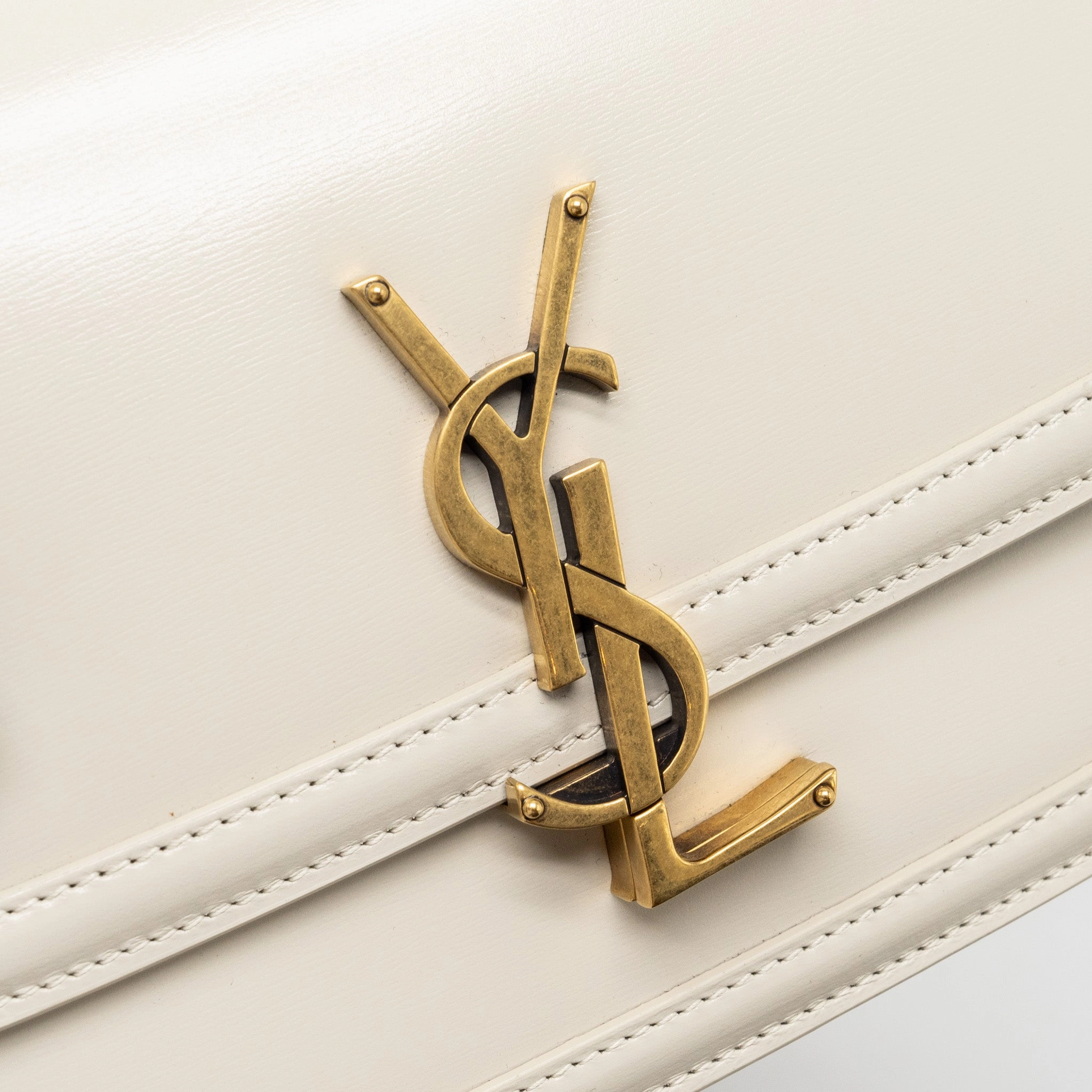 Saint Laurent/YSL Small Solferino Satchel Crossbody Bag White GHW