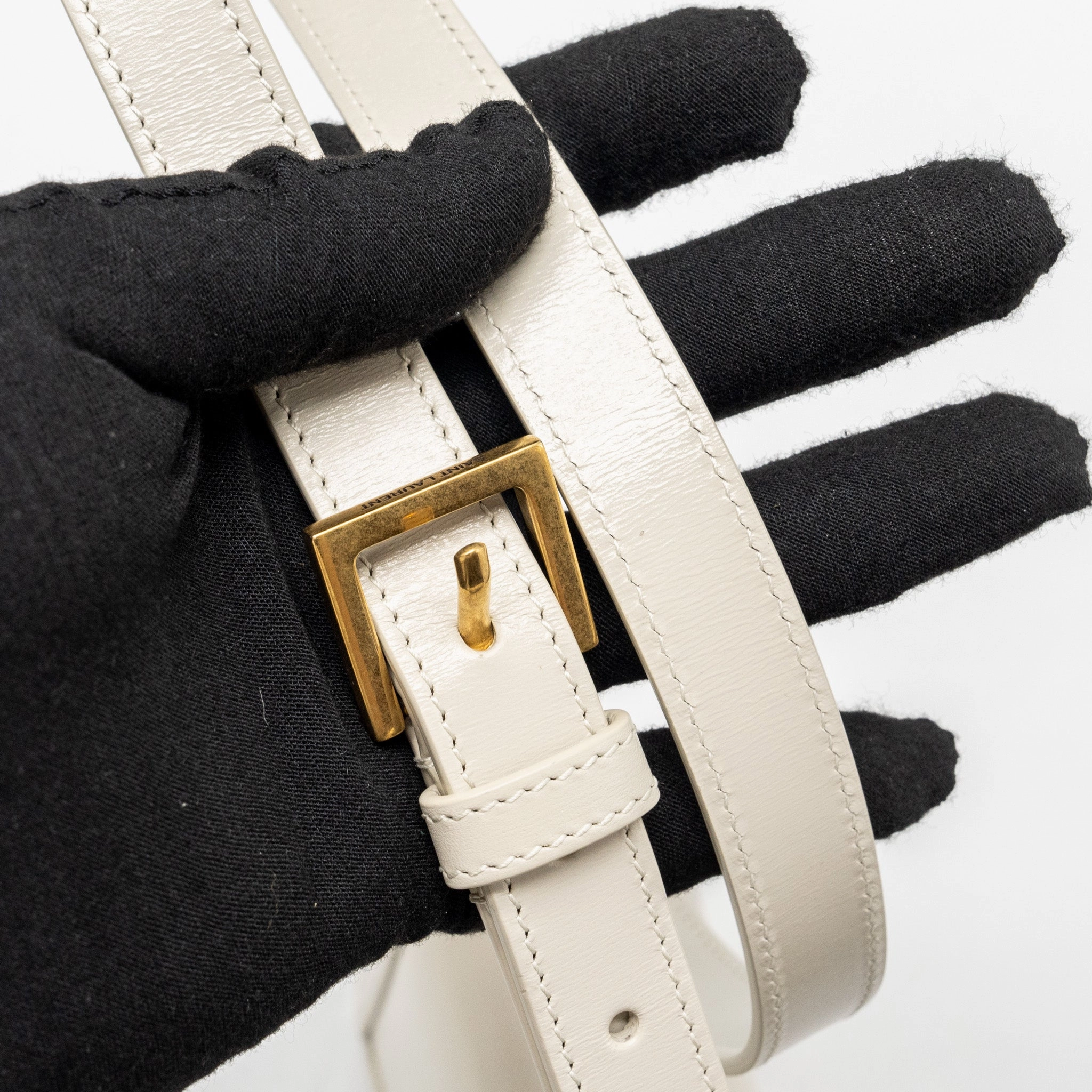 Saint Laurent/YSL Small Solferino Satchel Crossbody Bag White GHW
