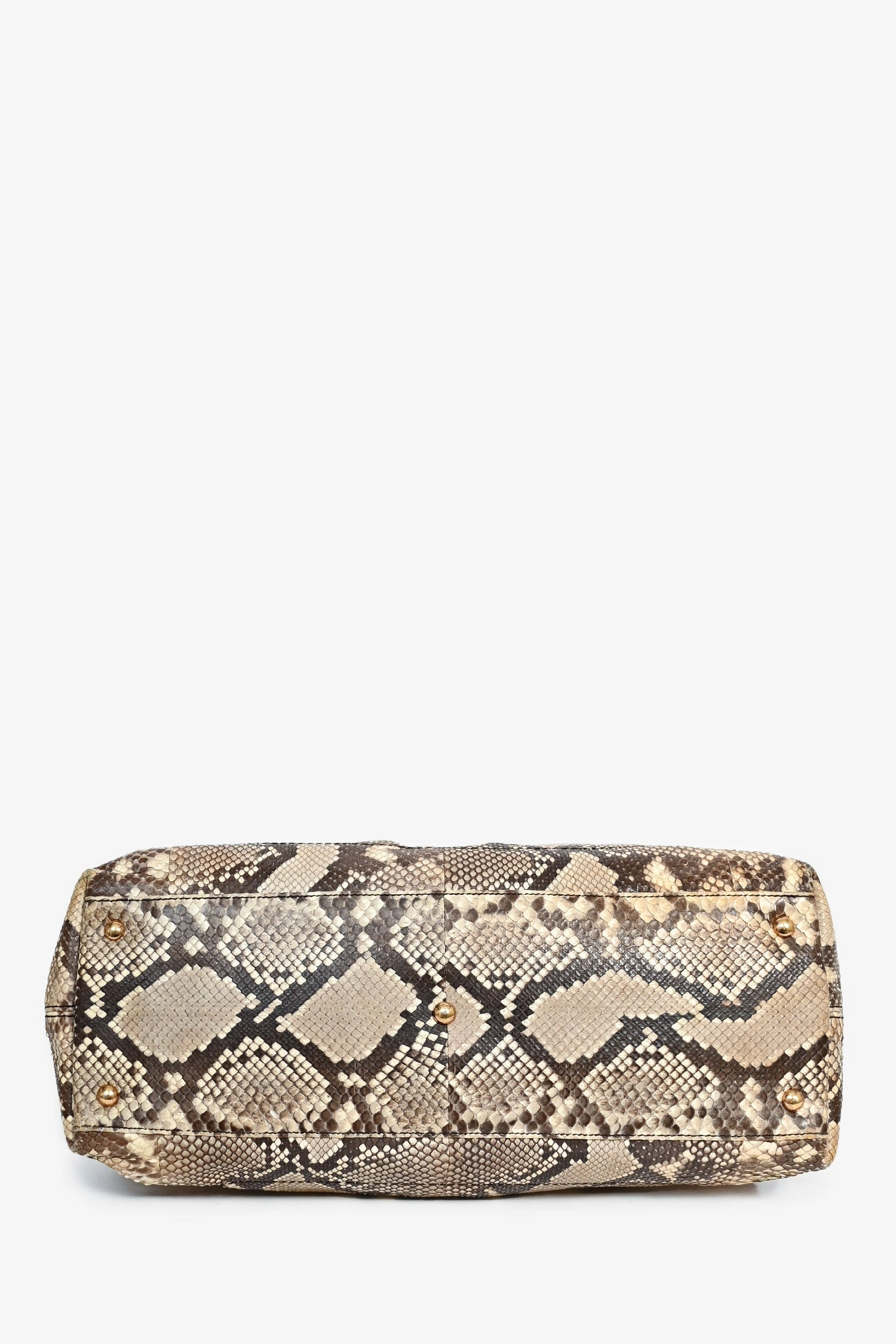 Salvatore Ferragamo Beige Python ' Gancini' Bag with Strap