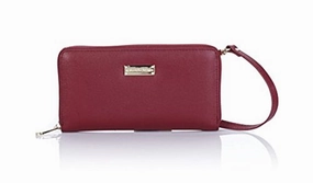 Samantha Brown Genuine Leather Rfid Zip-Around Wallet ~ Burgundy