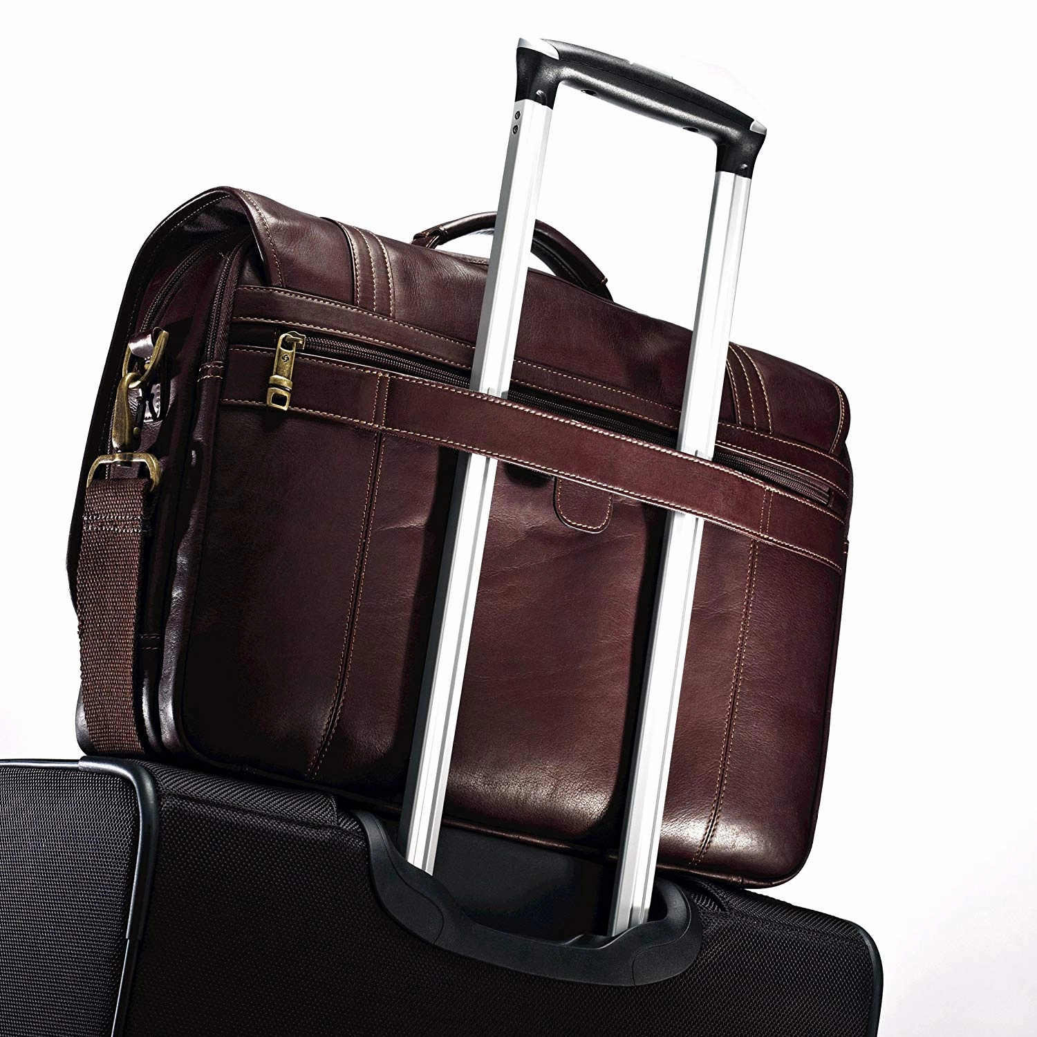 Samsonite Colombian Leather Flapover Briefcase, Brown
