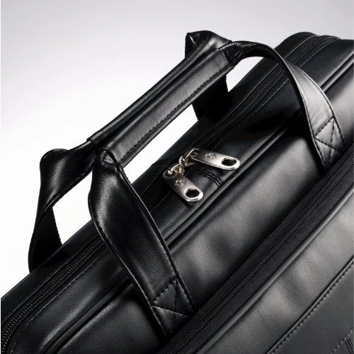 Samsonite Luggage Leather Slim Briefcase, Black, 16 Inch