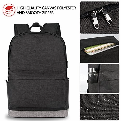 School Backpack For Laptop, Unisex Water-Resistant Student Travel Back Bag With Usb Charging