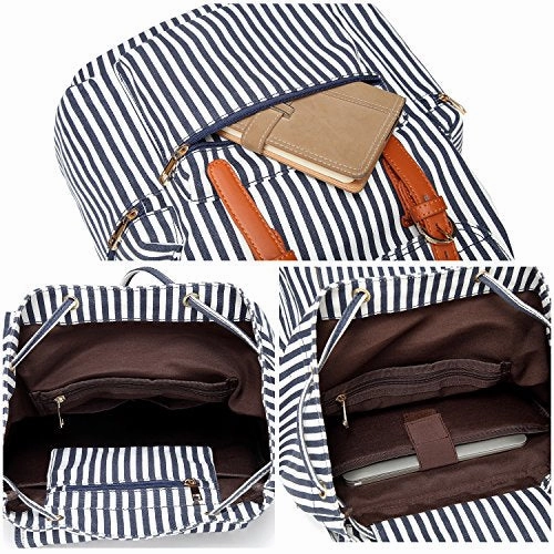 School Backpack Women Girls College Bookbag Lady Travel Rucksack 15.6Inch Laptop Bag (White Blue