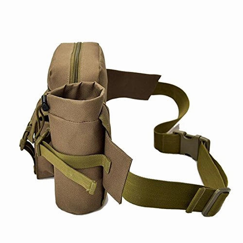 Sealinf Men'S Canvas Waist Bag With Bottle Holder Hiking Ridding Fanny Pack (Khaki)