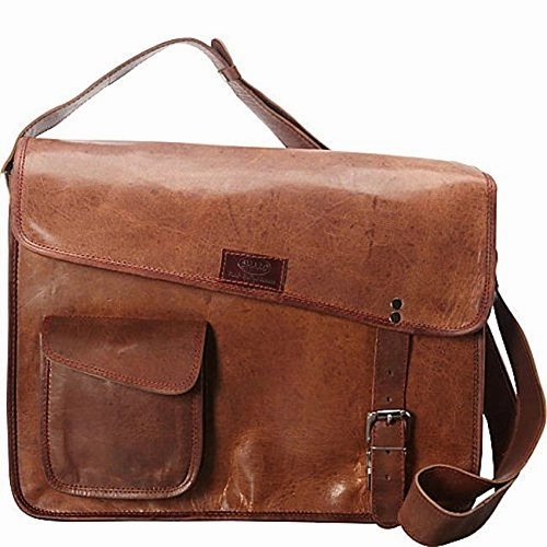 Sharo Leather Bags Computer Messenger Bag (Dark Brown)