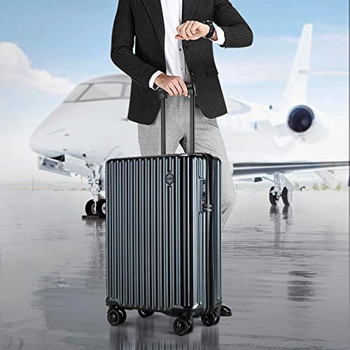 SHOWKOO Carry on Luggage Polycarbonate Durable Hardshell Lightweight Suitcase TSA Lock (Gray, 21 inch)