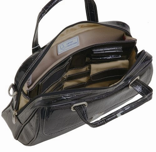 Siamod Ignoto 35515 Black Leather Large Ladies Laptop Brief