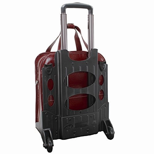 Siamod Novembre 35326 Red Leather Ladies Detachable-Wheeled Laptop Case