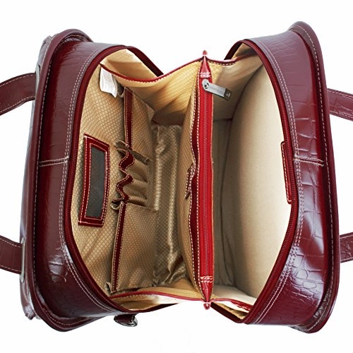 Siamod Novembre 35326 Red Leather Ladies Detachable-Wheeled Laptop Case