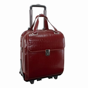 Siamod Novembre 35326 Red Leather Ladies Detachable-Wheeled Laptop Case